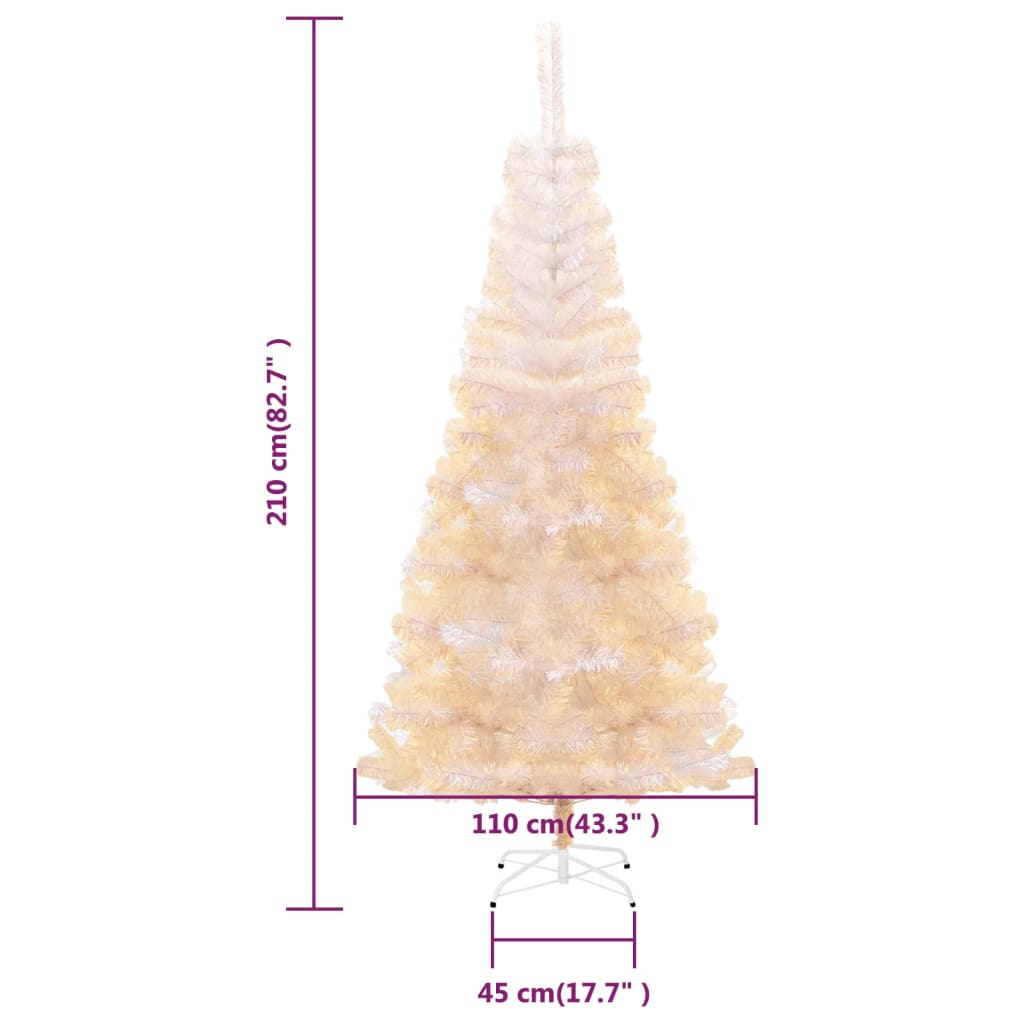 vidaXL Sapin de Noël artificiel pointes iridescentes Blanc 210 cm PVC