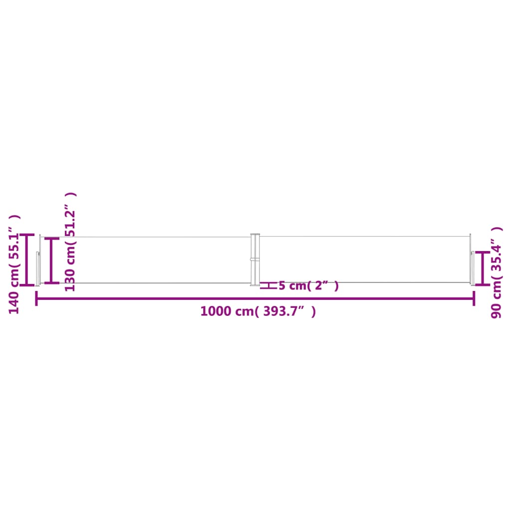 vidaXL Auvent latéral rétractable Anthracite 140 x 1000 cm