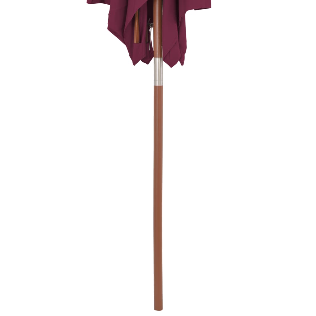 vidaXL Parasol d'extérieur avec mât en bois 150x200 cm rouge bordeaux