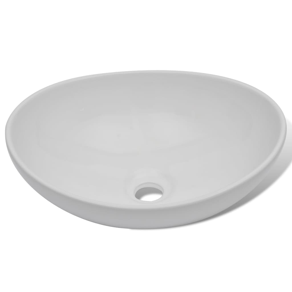 vidaXL Lavabo en céramique de forme ovale blanc 41x34 cm