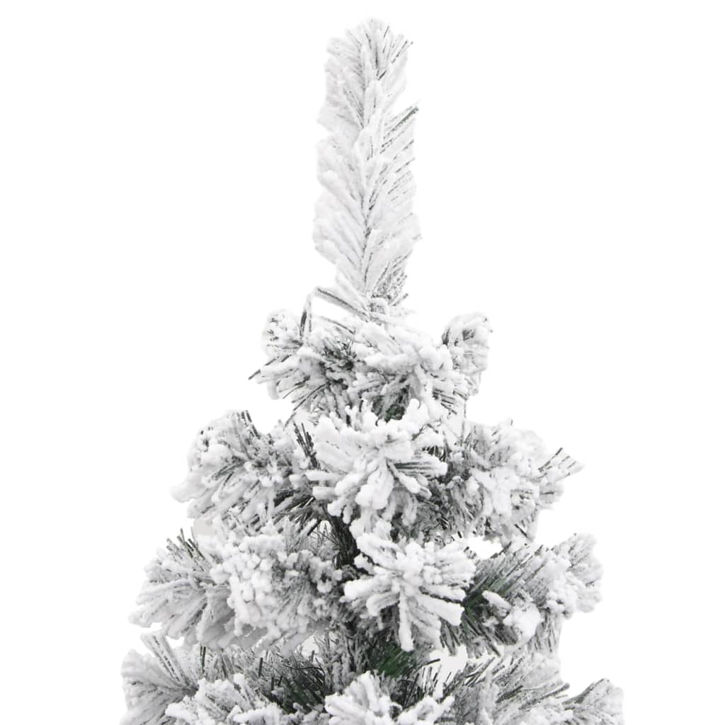 vidaXL Sapin de Noël artificiel mince flocon de neige vert 180 cm PVC