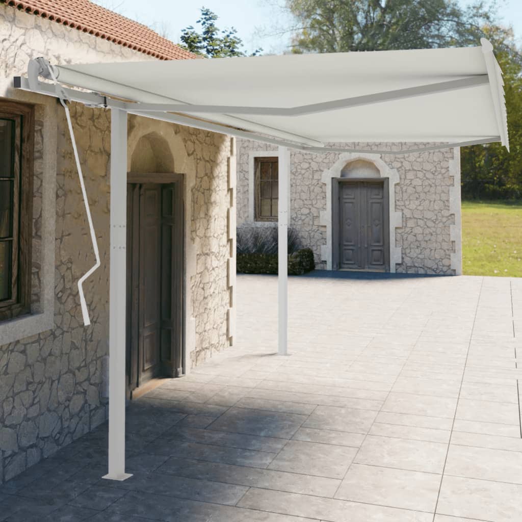 vidaXL Jeu de poteaux d'auvent blanc 450x245 cm fer