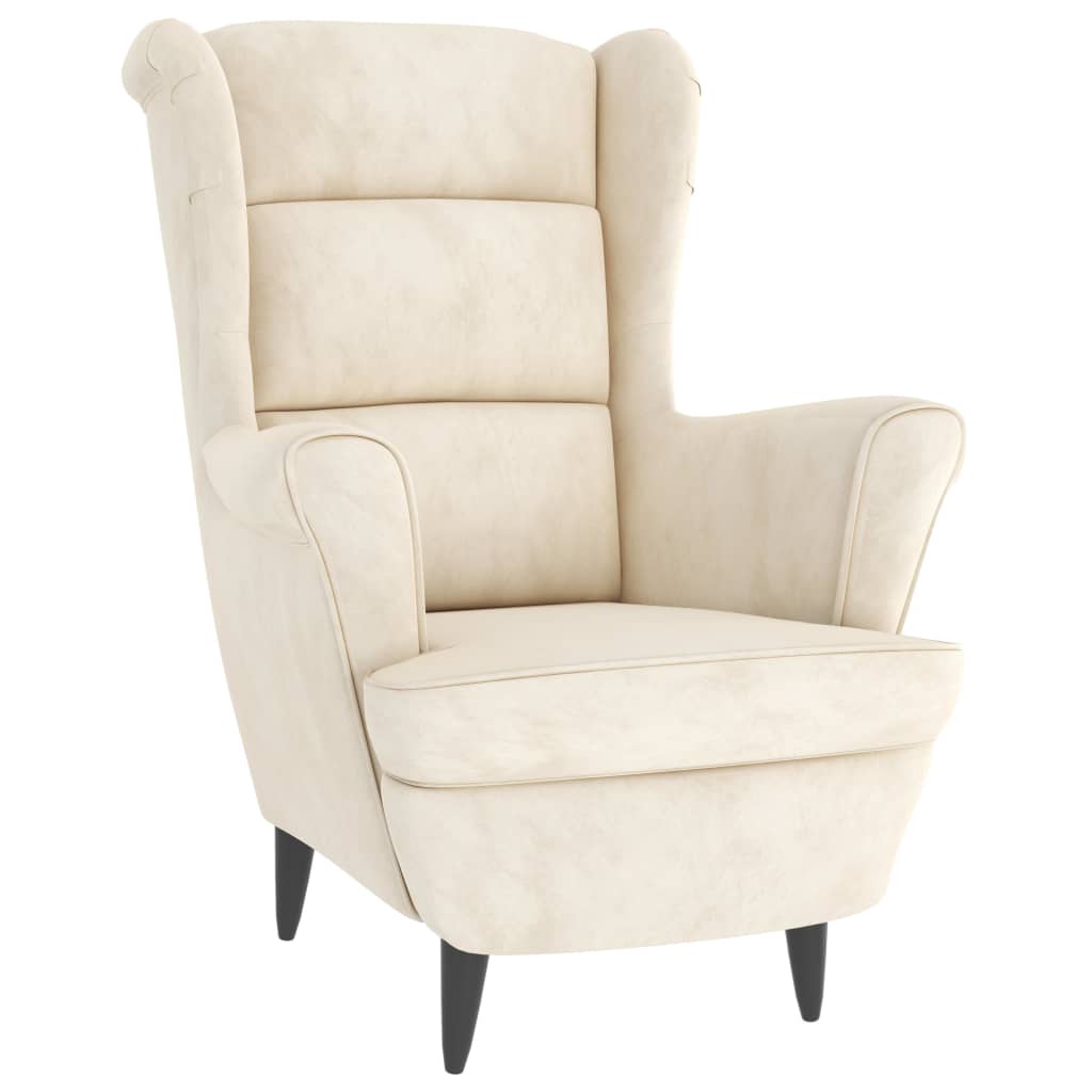 vidaXL Fauteuil blanc crème velours