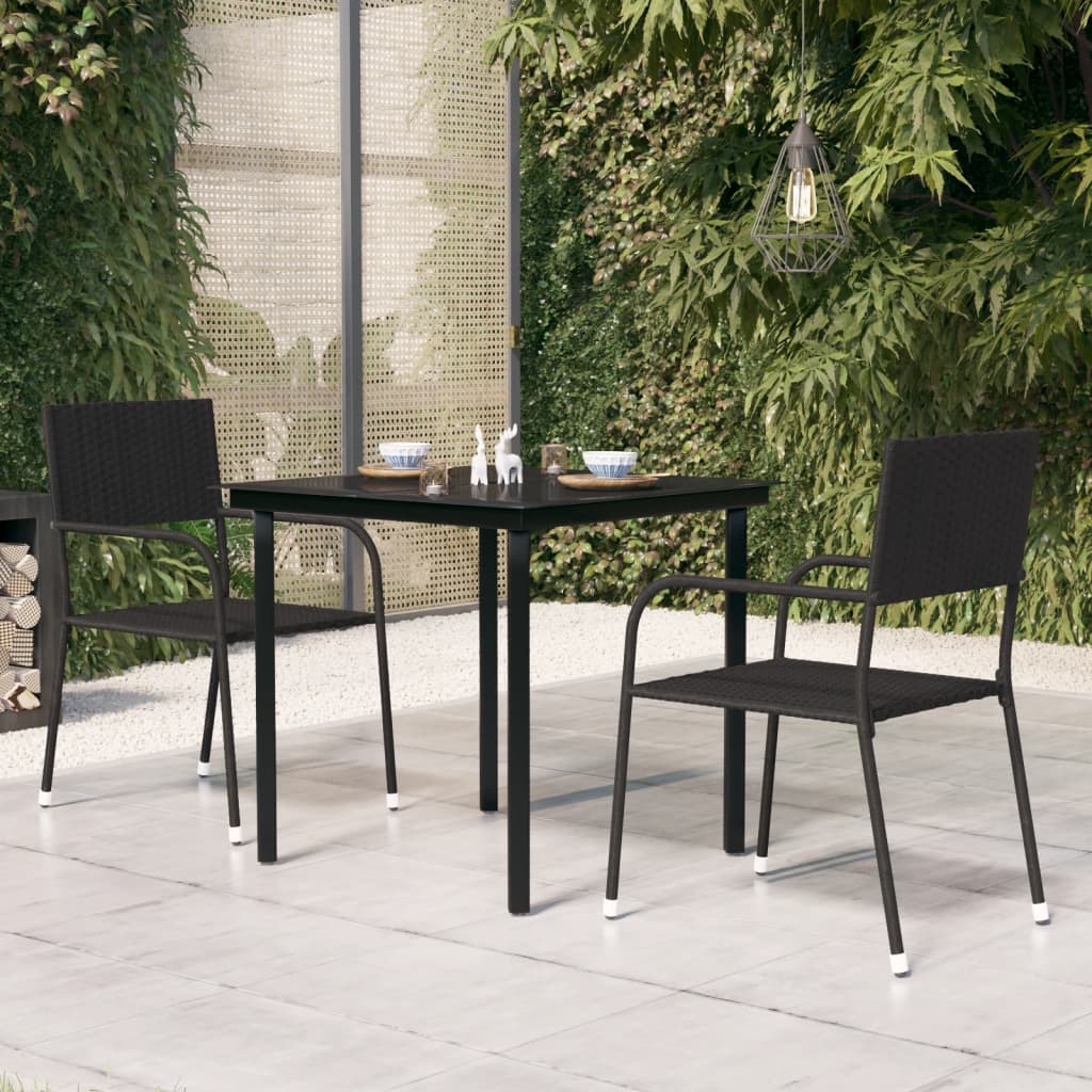 vidaXL Table à dîner de jardin Noir 80x80x74 cm Acier et verre