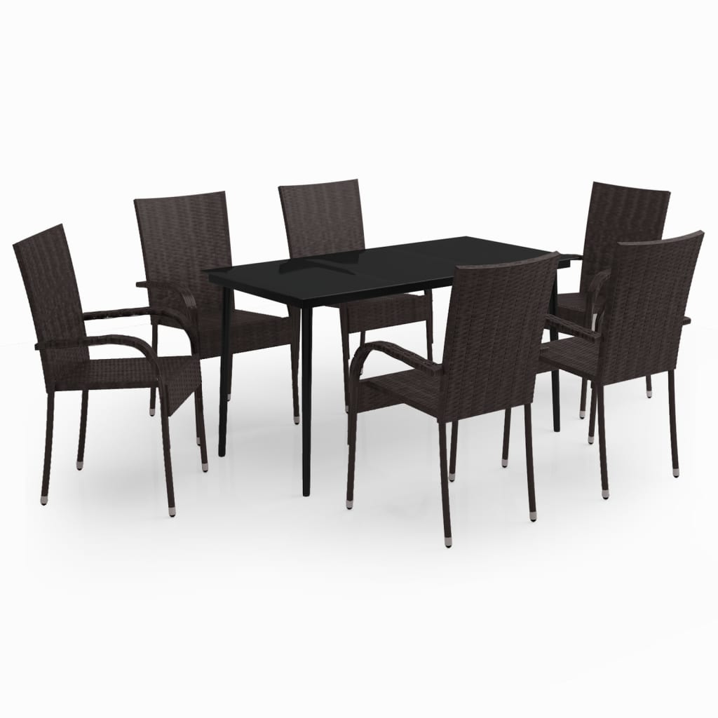 vidaXL Ensemble de salle à manger de jardin 7 pcs Marron et noir