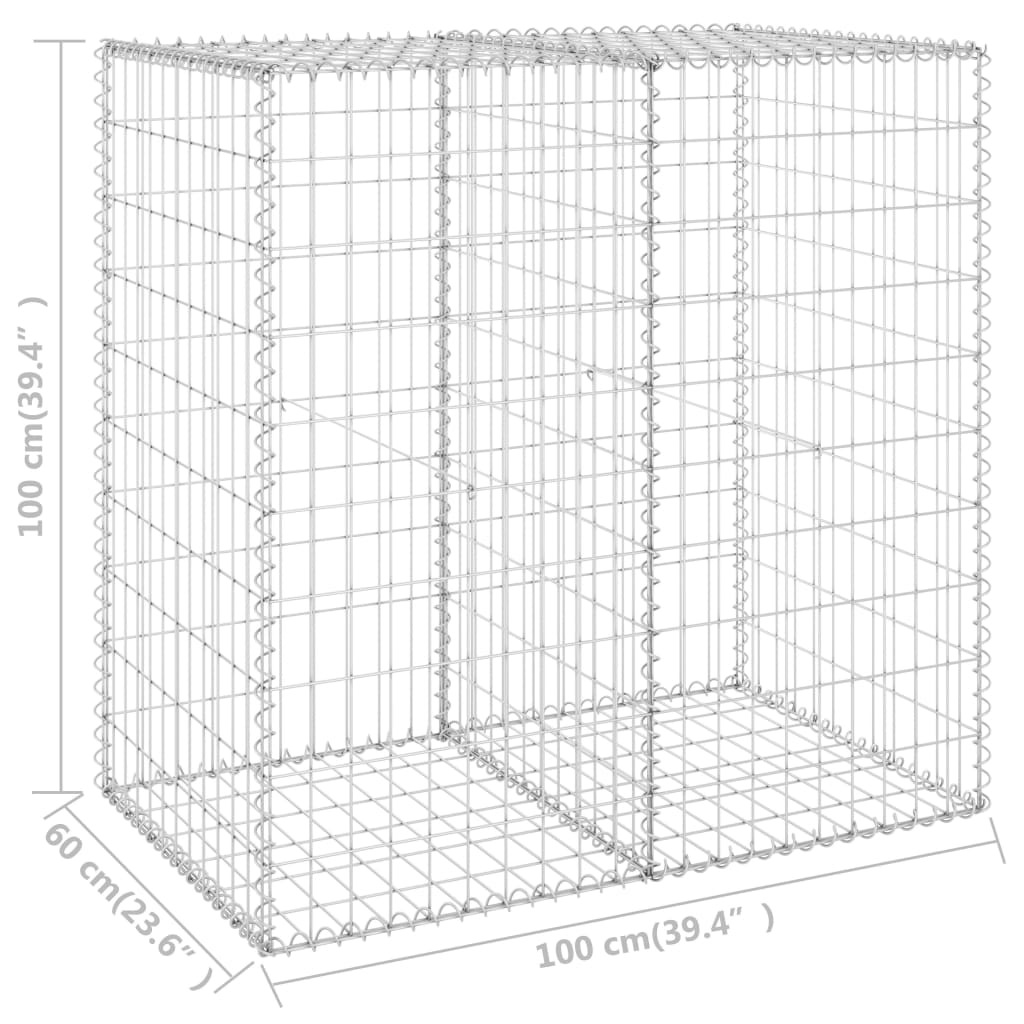 vidaXL Mur en gabion avec couvercles Acier galvanisé 100x60x100 cm