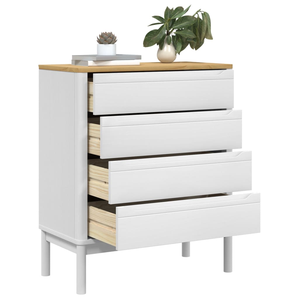 vidaXL Commode FLORO blanc bois de pin massif