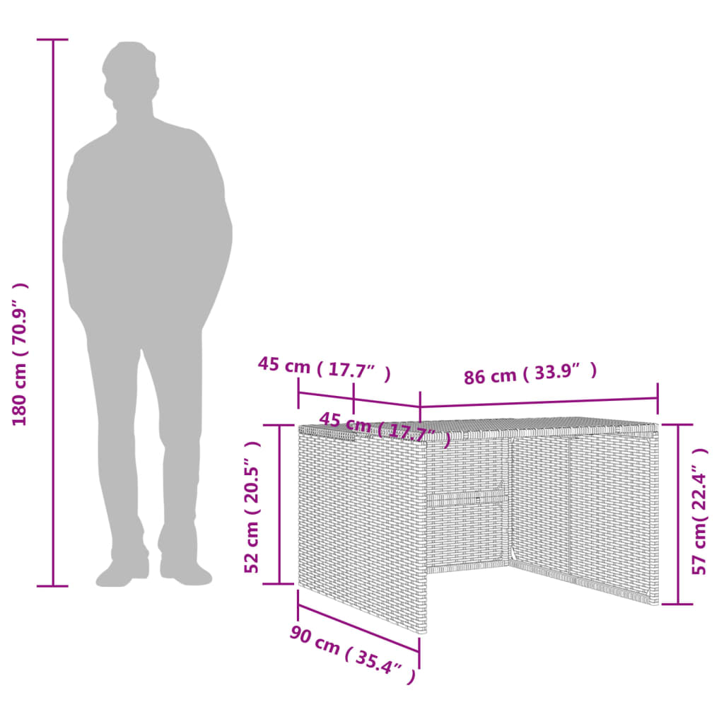 vidaXL Garage pour robot tondeuse gris 86x90x52/57 cm résine tressée