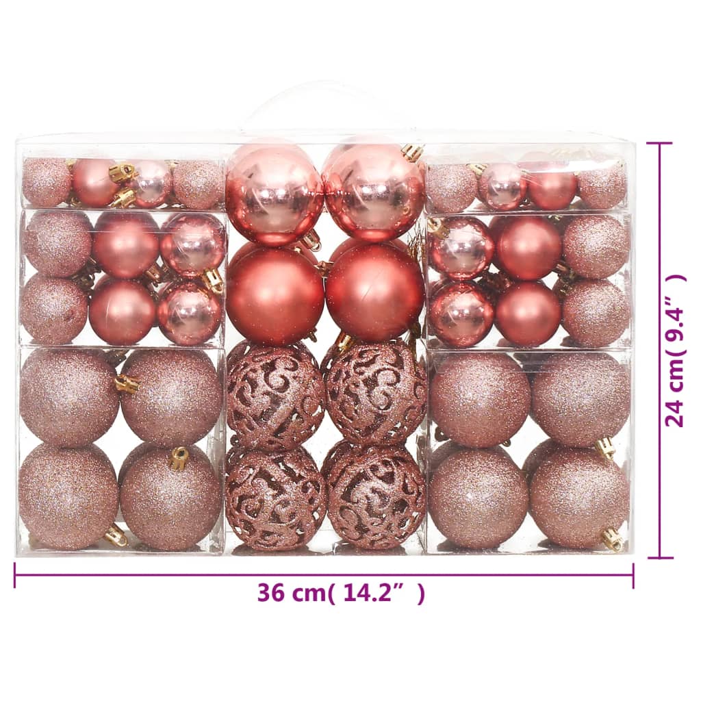 vidaXL Boules de Noël 100 pcs rose et rosé 3 / 4 / 6 cm