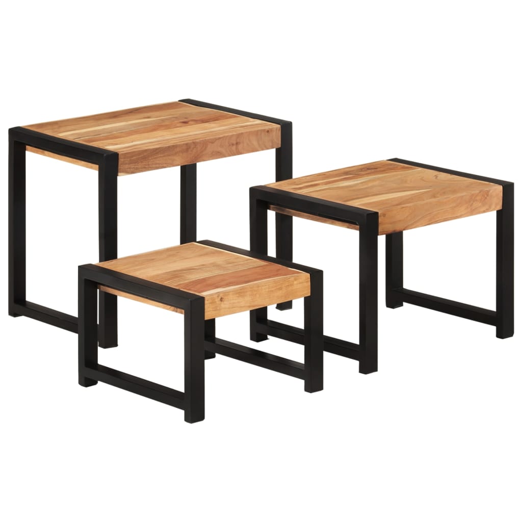 vidaXL Tables gigognes 3 pcs Bois solide