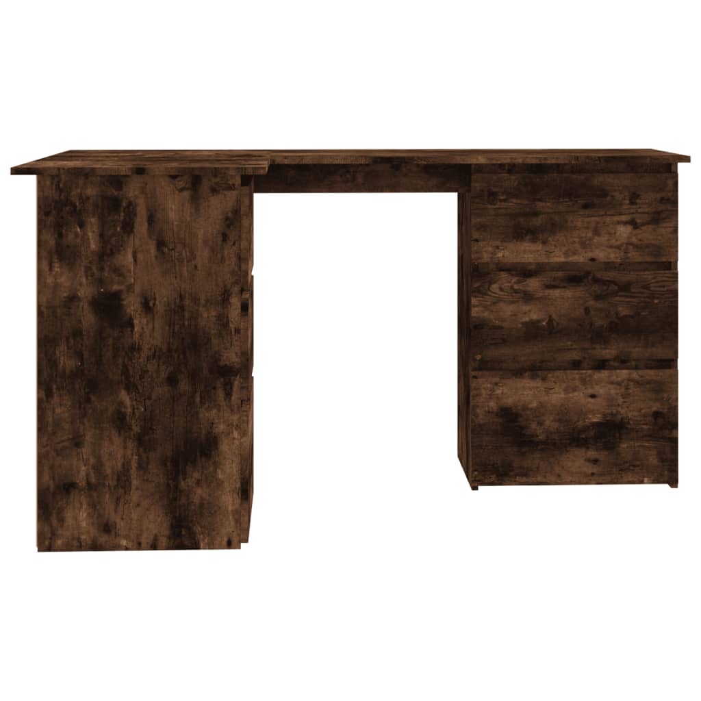 vidaXL Bureau d'angle Chêne fumé 145x100x76 cm Bois d'ingénierie