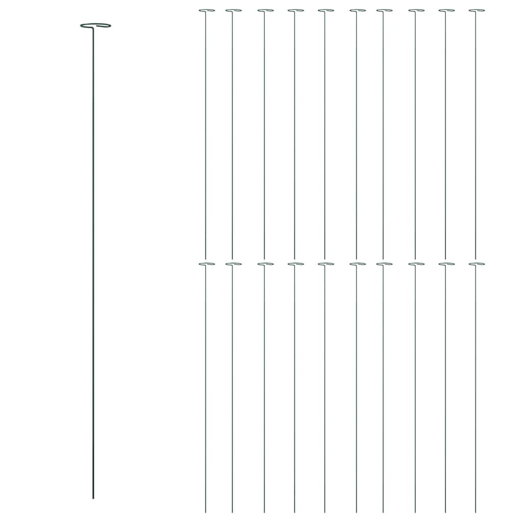 vidaXL Piquets pour plantes de jardin 20 pcs vert foncé 91 cm acier