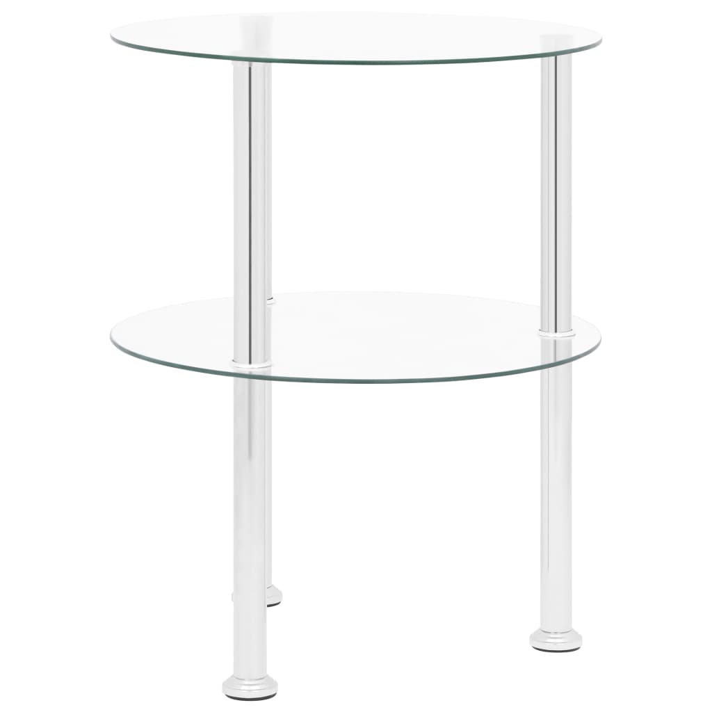 vidaXL Table d'appoint 2 niveaux Transparent 38 cm Verre trempé