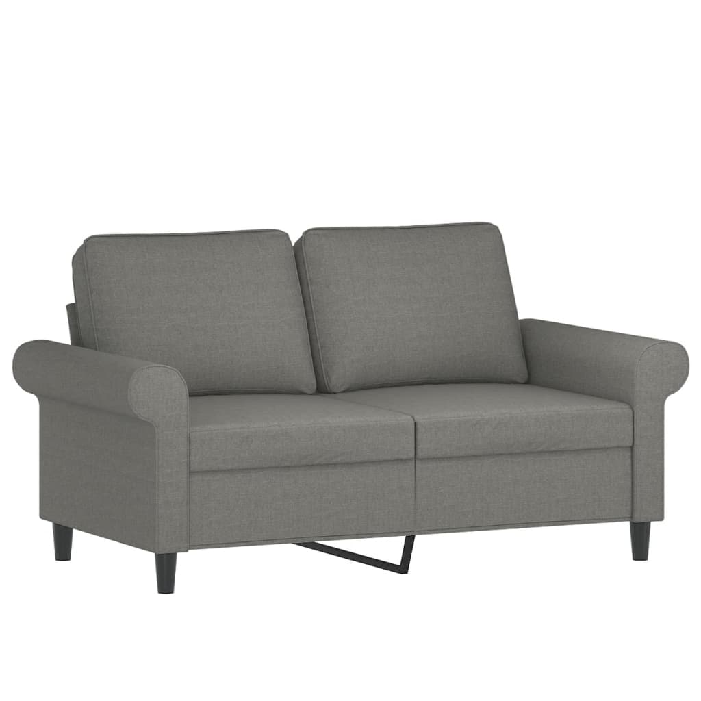 vidaXL Canapé 2 places et oreillers et coussins Gris foncé 120cm Tissu