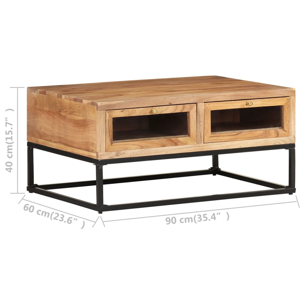 vidaXL Table basse 90x60x40 cm Bois d'acacia massif