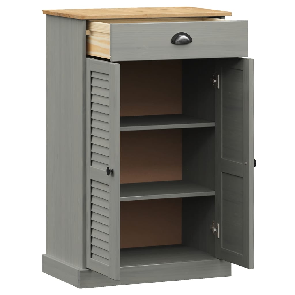 vidaXL Armoire à chaussures VIGO gris 60x35x96 cm bois massif de pin