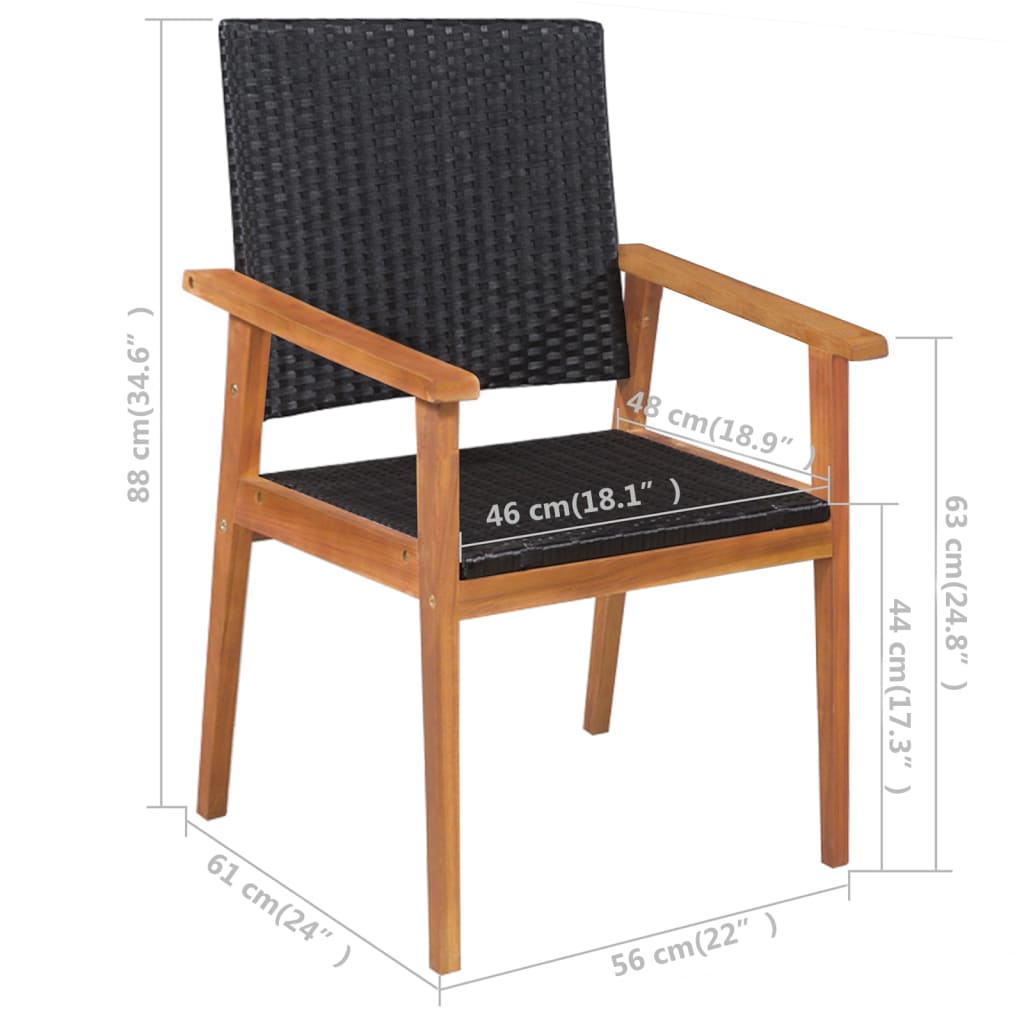 vidaXL Mobilier à dîner de jardin 5 pcs Résine tressée Noir et marron