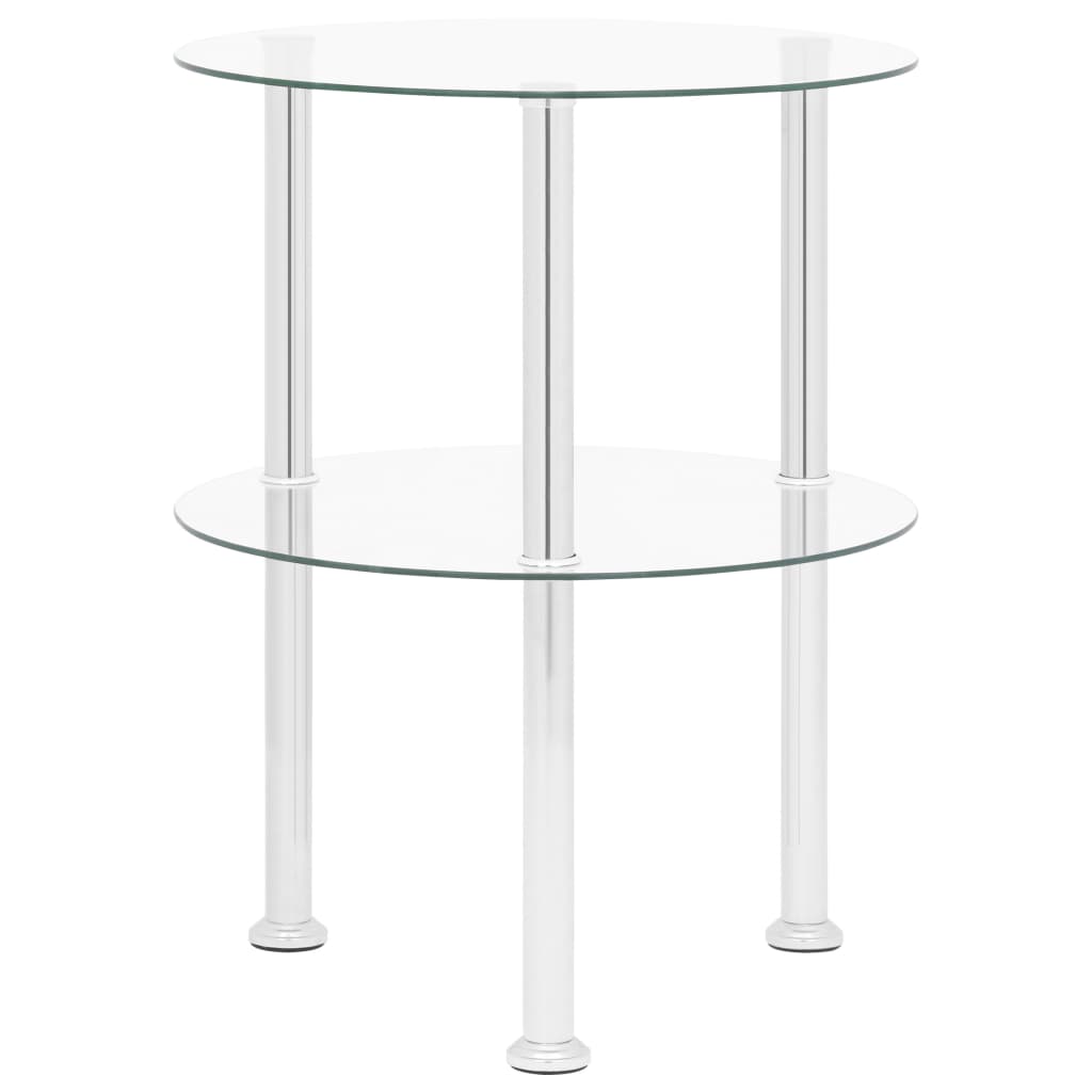 vidaXL Table d'appoint 2 niveaux Transparent 38 cm Verre trempé