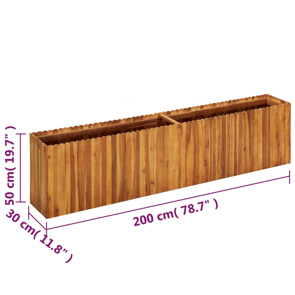 vidaXL Lit surélevé de jardin 200x30x50 cm Bois massif d'acacia