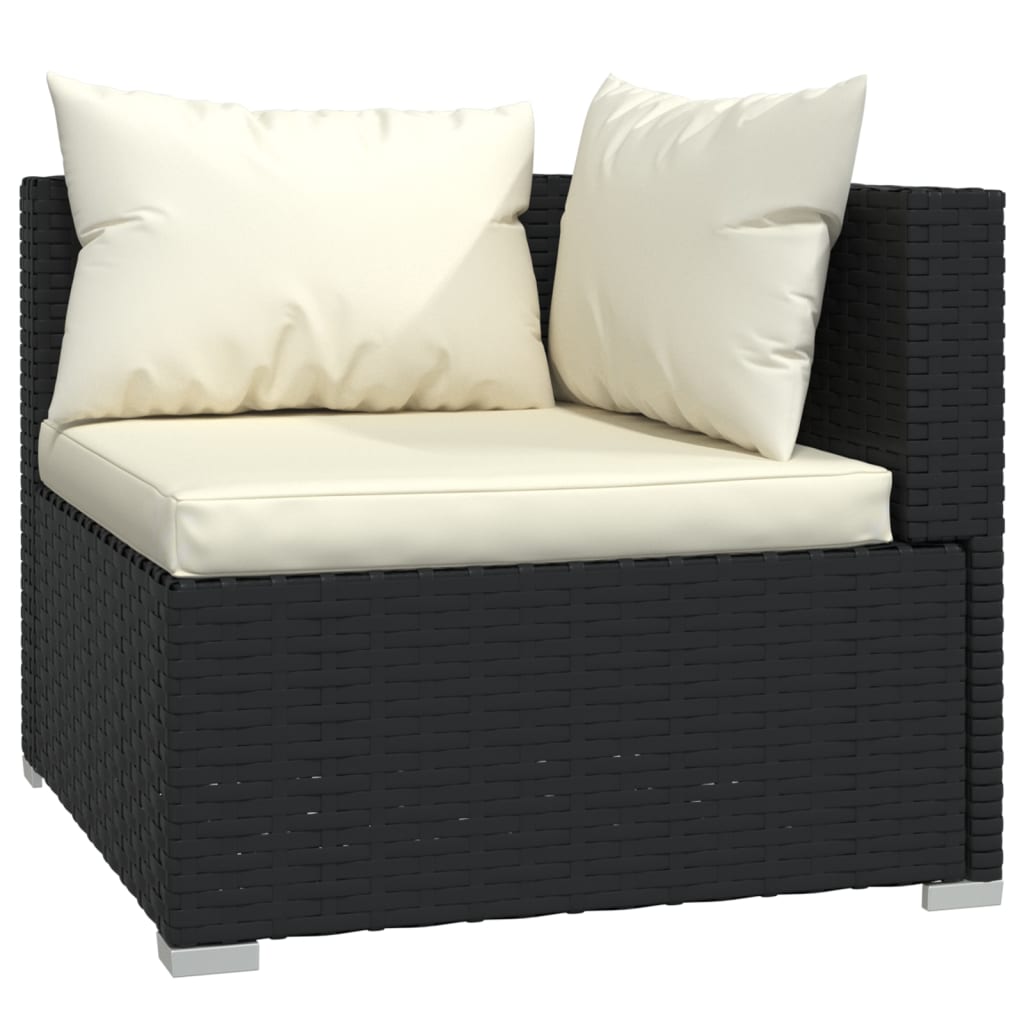 vidaXL Salon de jardin 5 pcs avec coussins Résine tressée Noir