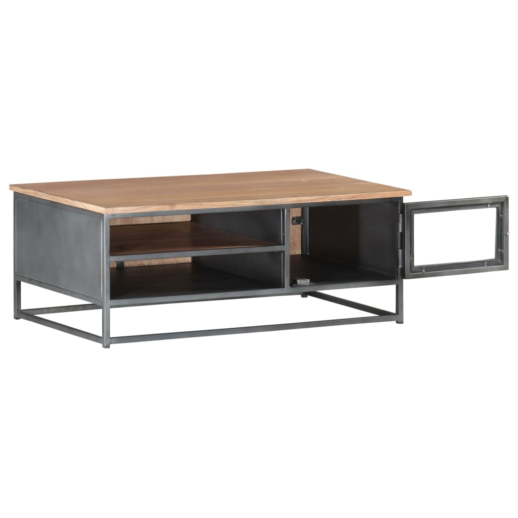 vidaXL Table basse Gris 90x50x35 cm Bois d'acacia massif