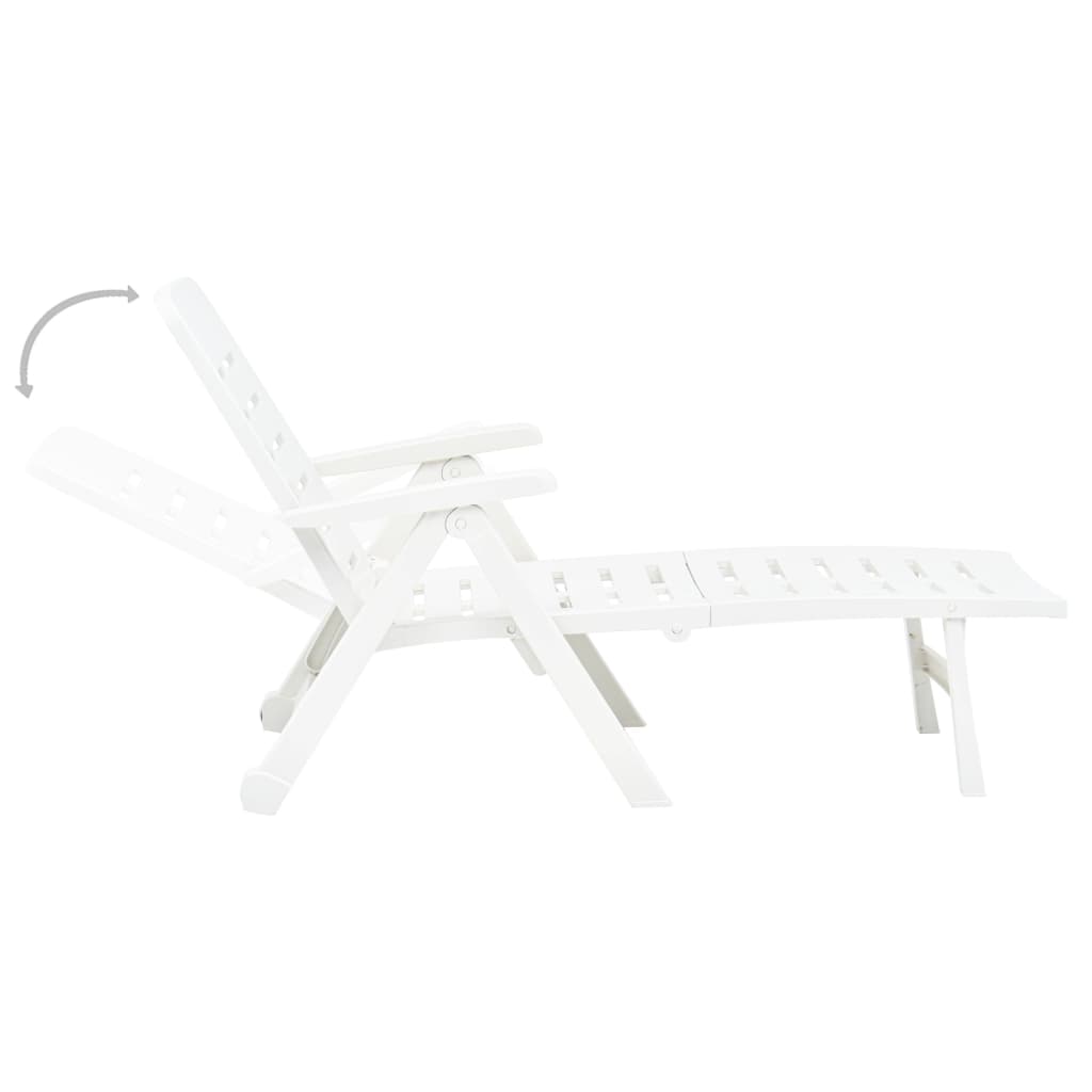 vidaXL Chaise longue pliable Plastique Blanc