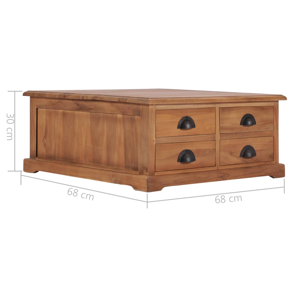 vidaXL Table basse 68x68x30 cm Bois de teck solide