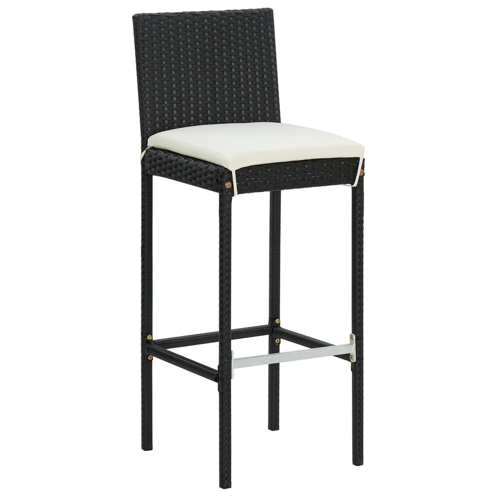 vidaXL Tabourets de bar avec coussins lot de 6 noir résine tressée