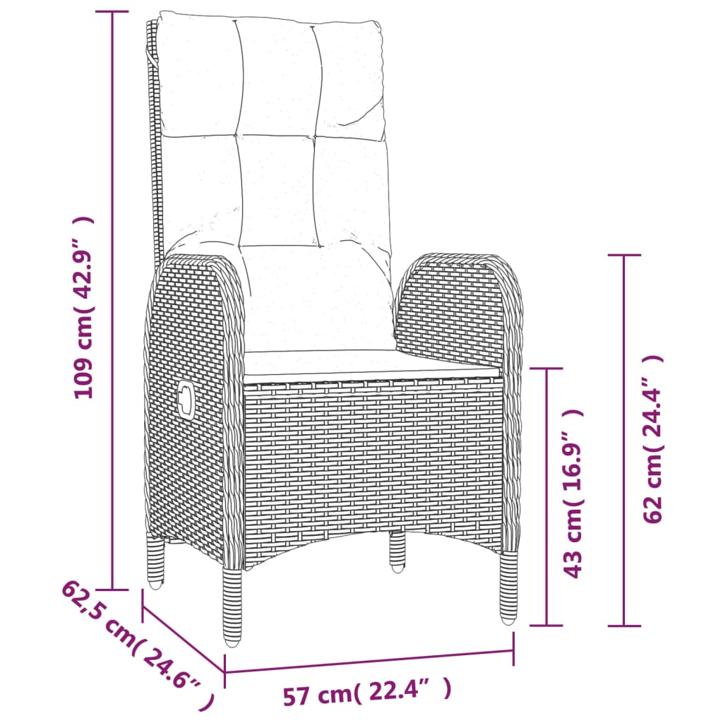 vidaXL Ensemble à manger de jardin coussins 5pcs Noir Résine tressée