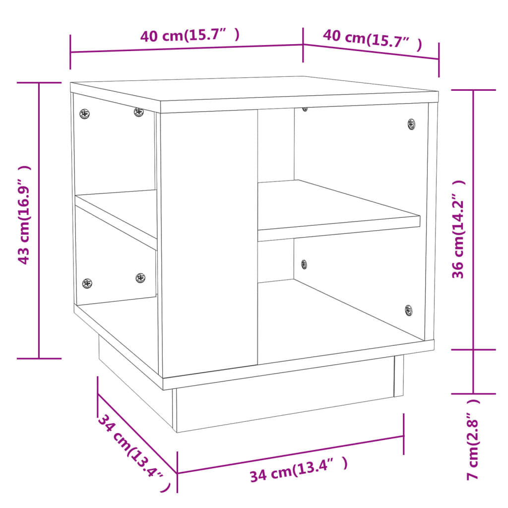 vidaXL Table basse Chêne marron 40x40x43 cm Bois d'ingénierie