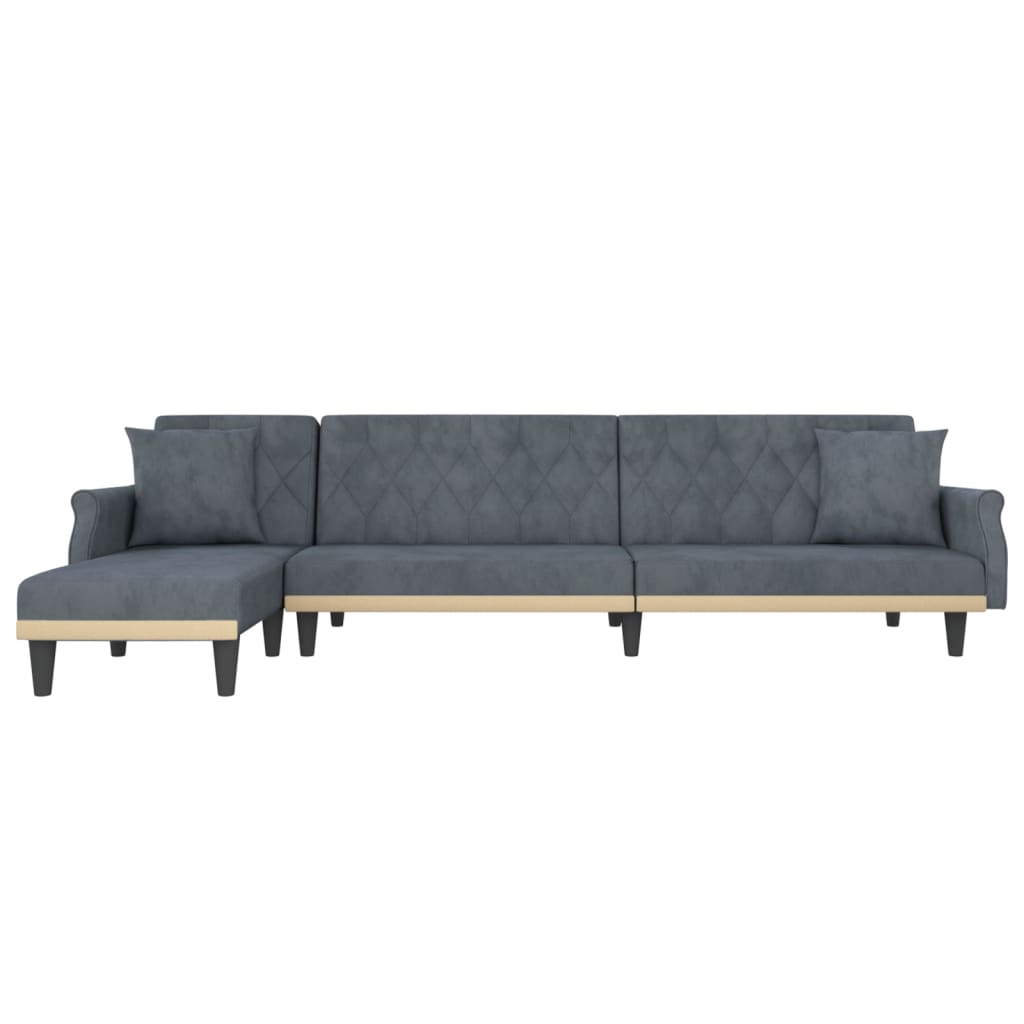 vidaXL Canapé-lit en forme de L gris 271x140x70 cm velours