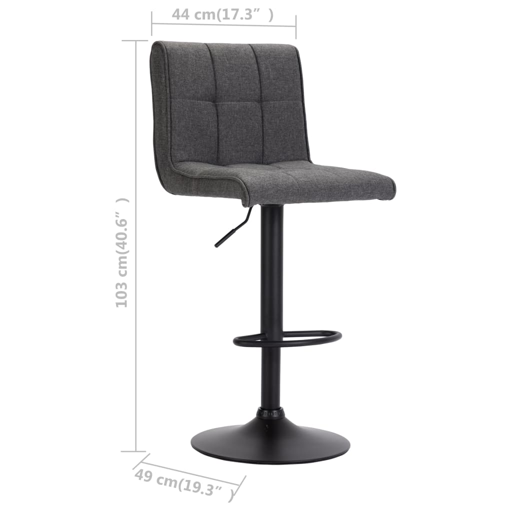 vidaXL Tabouret de bar Gris foncé Tissu