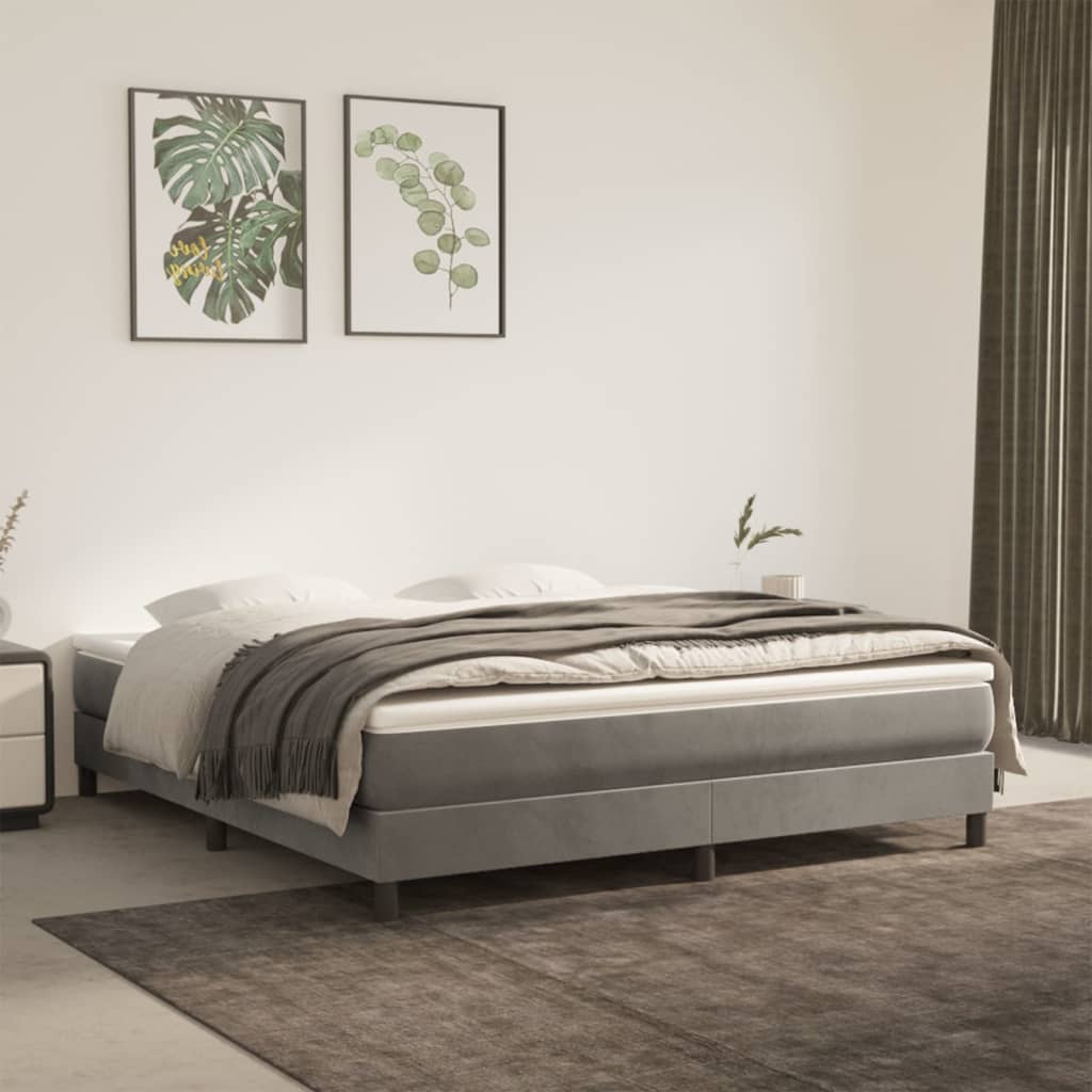 vidaXL Sommier à lattes de lit matelas gris clair 183x213 cm velours