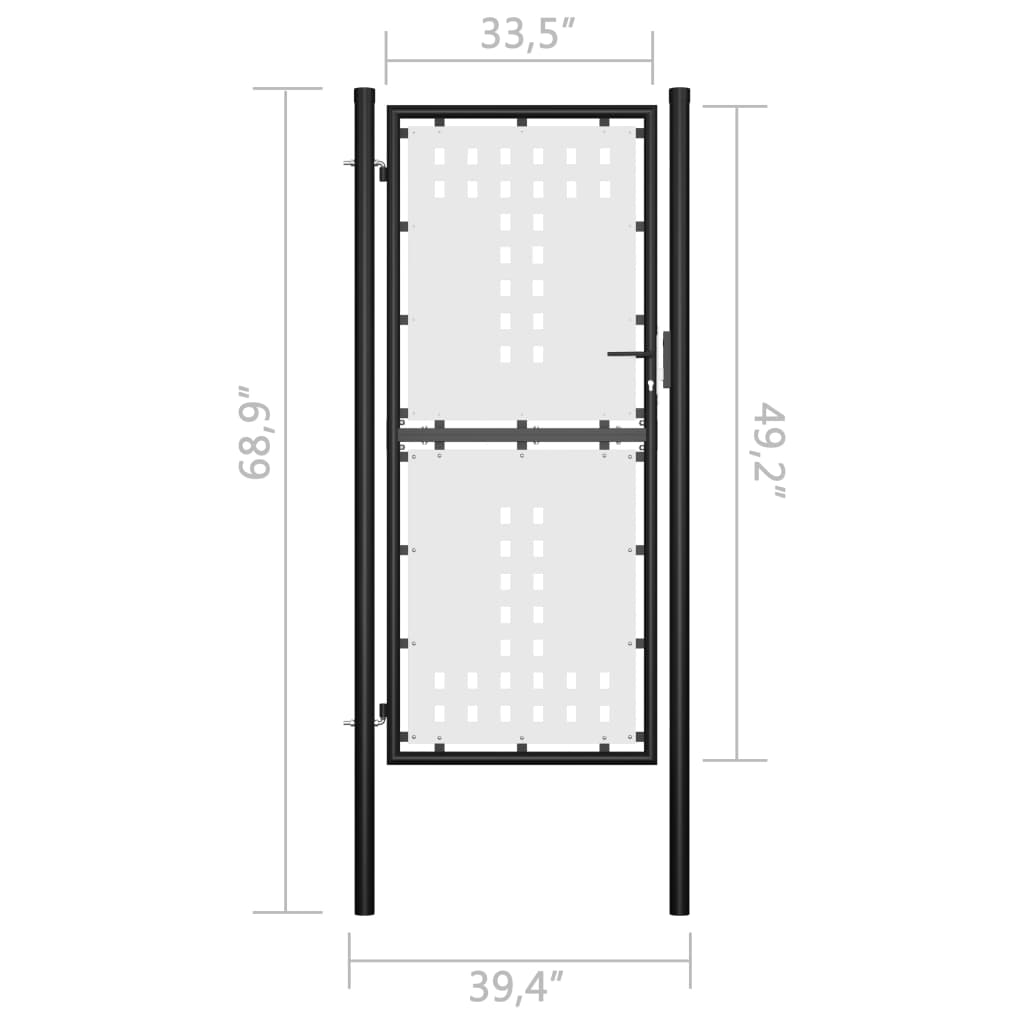 vidaXL Porte de clôture simple 100 x 175 cm noir