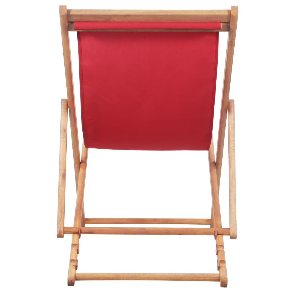 vidaXL Chaise pliable de plage Tissu et cadre en bois Rouge