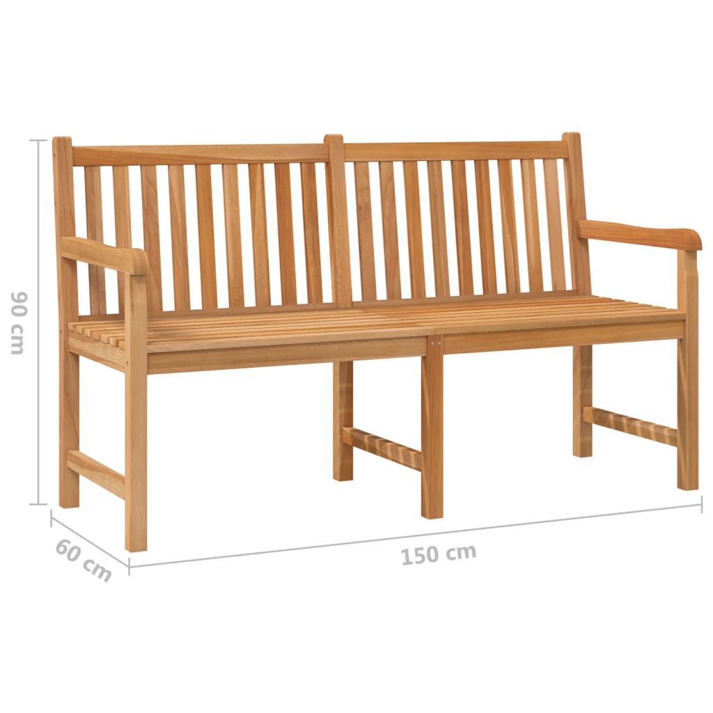 vidaXL Banc de jardin 150 cm Bois de teck solide