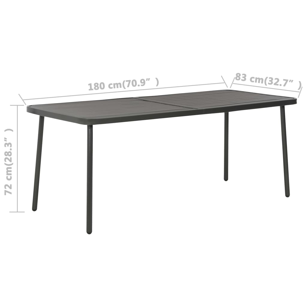 vidaXL Table de jardin Gris foncé 180x83x72 cm Acier