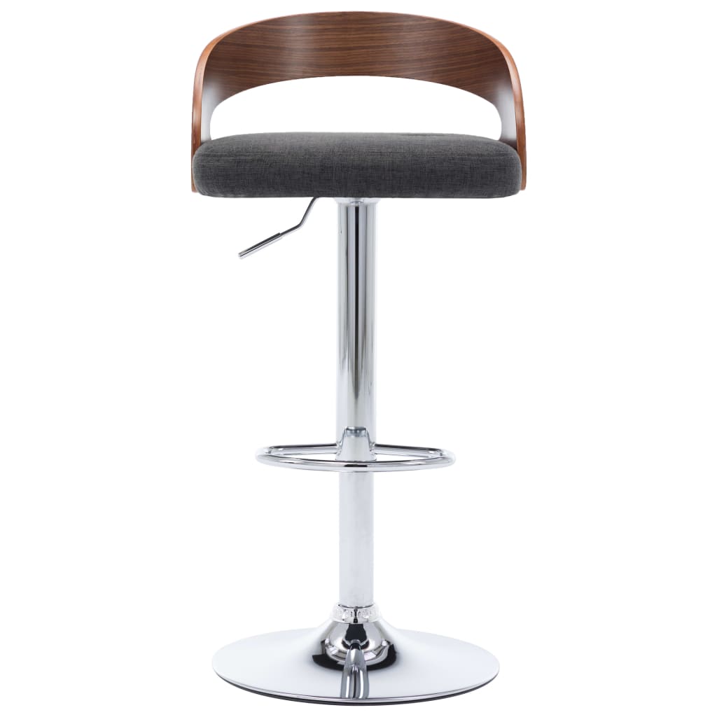 vidaXL Tabourets de bar lot de 2 gris foncé tissu et bois courbé