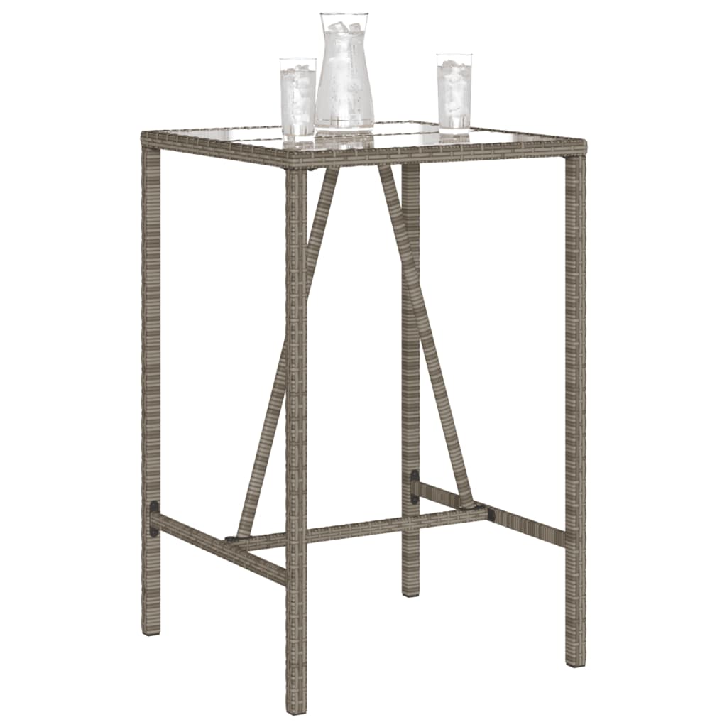 vidaXL Table de bar d’extérieur gris 70x70x110 cm poly rotin