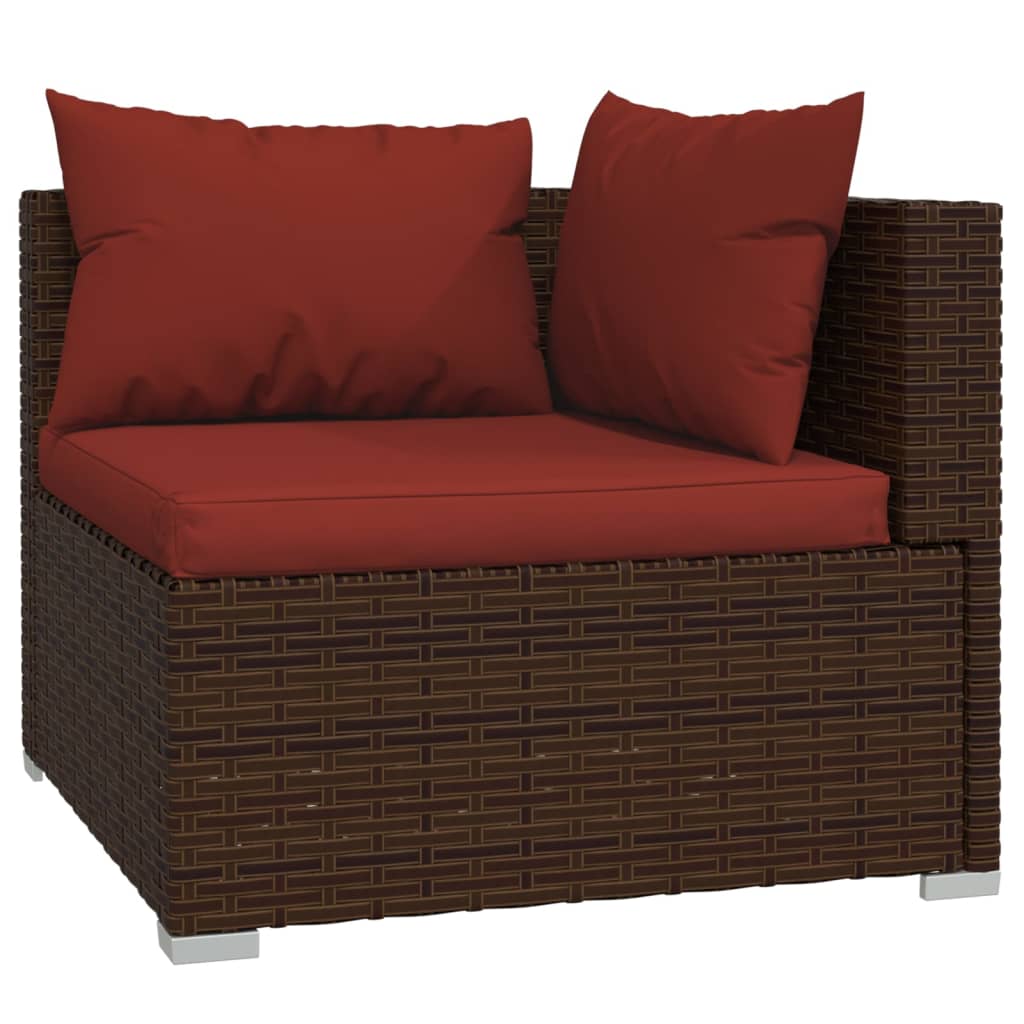 vidaXL Salon de jardin avec coussins 8 pcs marron résine tressée