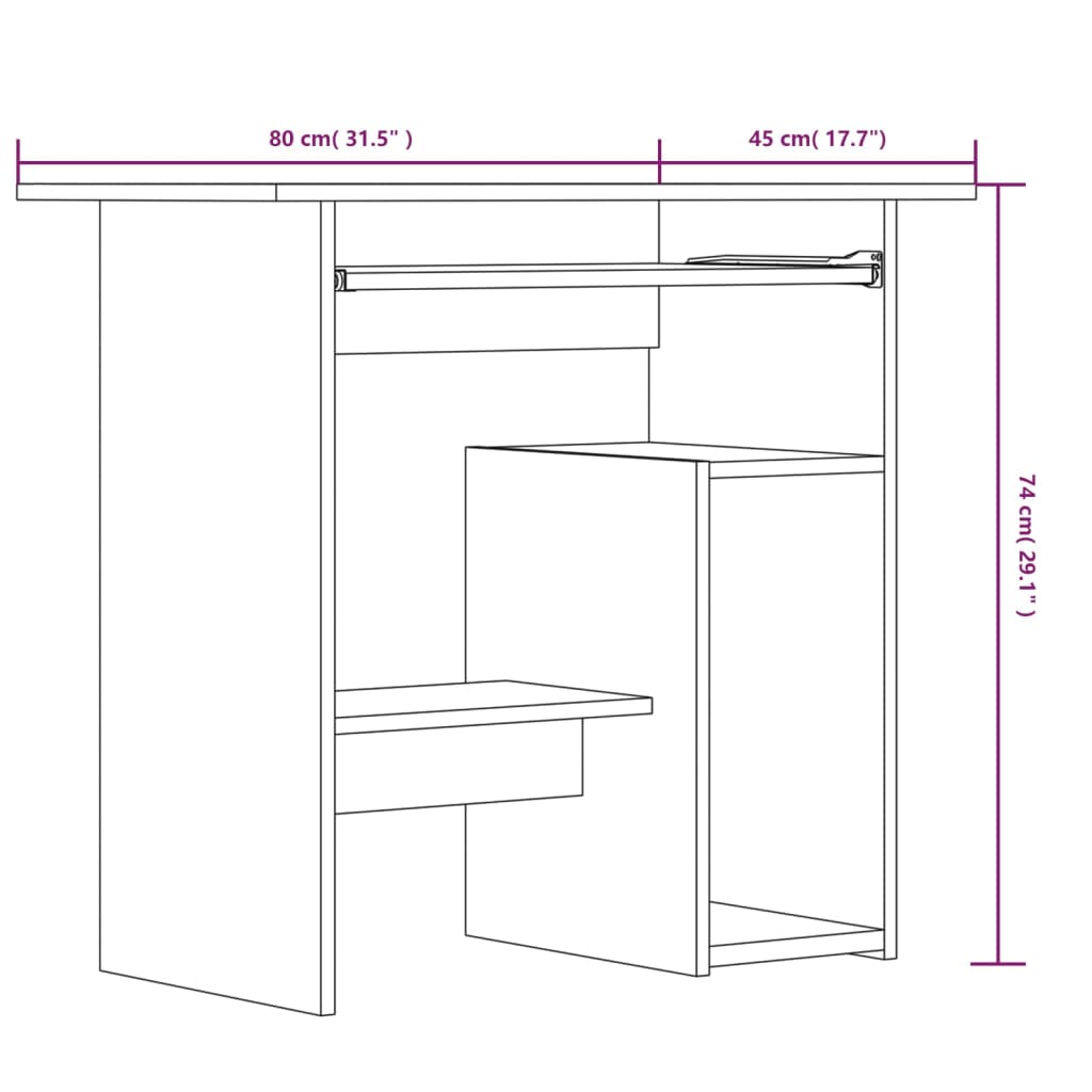 vidaXL Bureau Chêne marron 80x45x74 cm Bois d'ingénierie