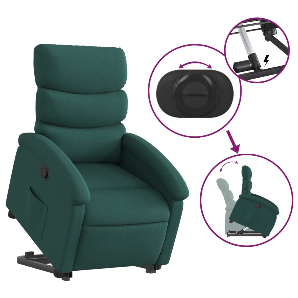 vidaXL Fauteuil inclinable vert foncé tissu