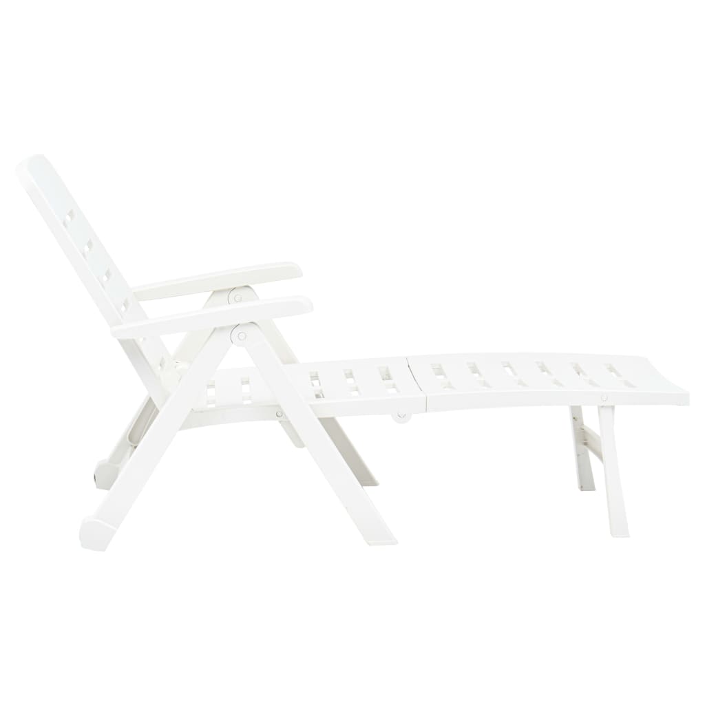 vidaXL Chaise longue pliable Plastique Blanc