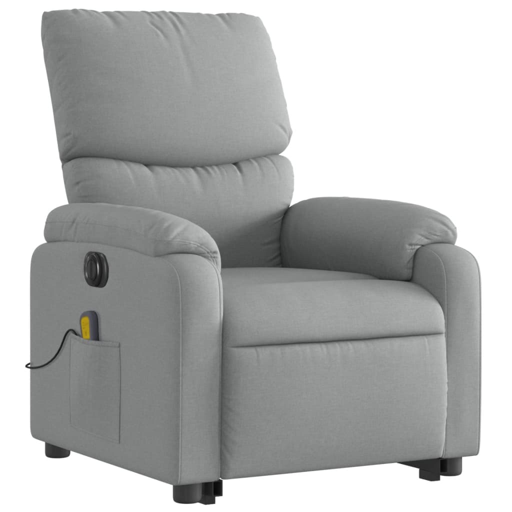 vidaXL Fauteuil inclinable de massage électrique gris clair tissu