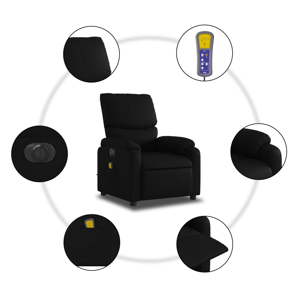 vidaXL Fauteuil inclinable de massage électrique noir similicuir