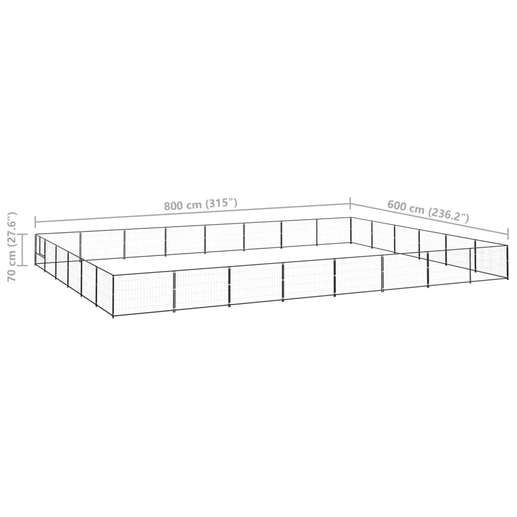 vidaXL Chenil Noir 48 m² Acier