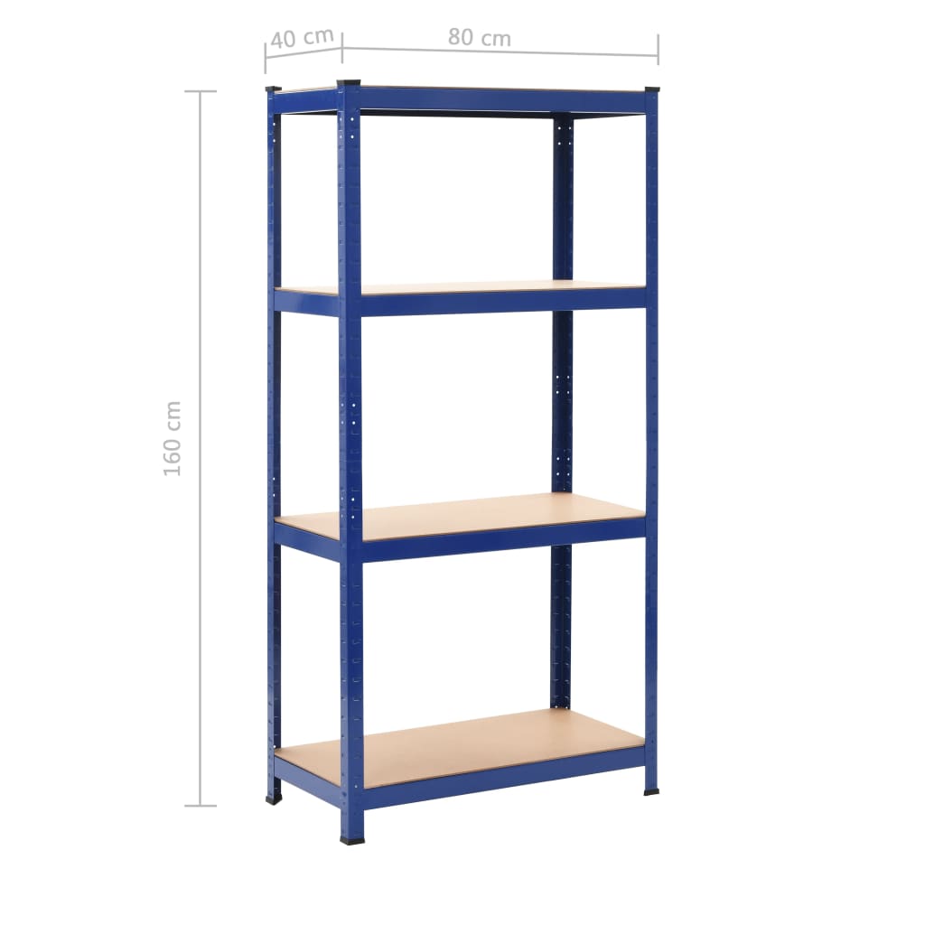 vidaXL Étagères de rangement 2 pcs Bleu 80x40x160 cm Acier et MDF