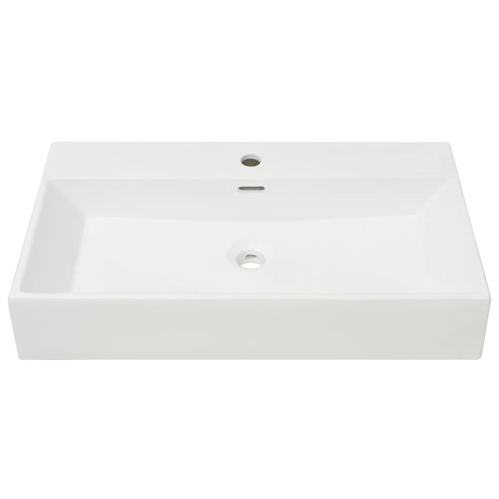 vidaXL Lavabo avec trou de robinet céramique blanc 76x42x14,5 cm