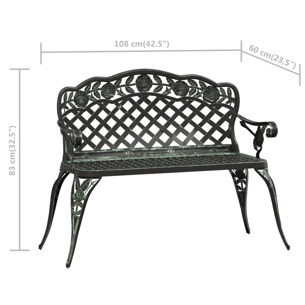 vidaXL Banc de jardin 108 cm Aluminium coulé Vert