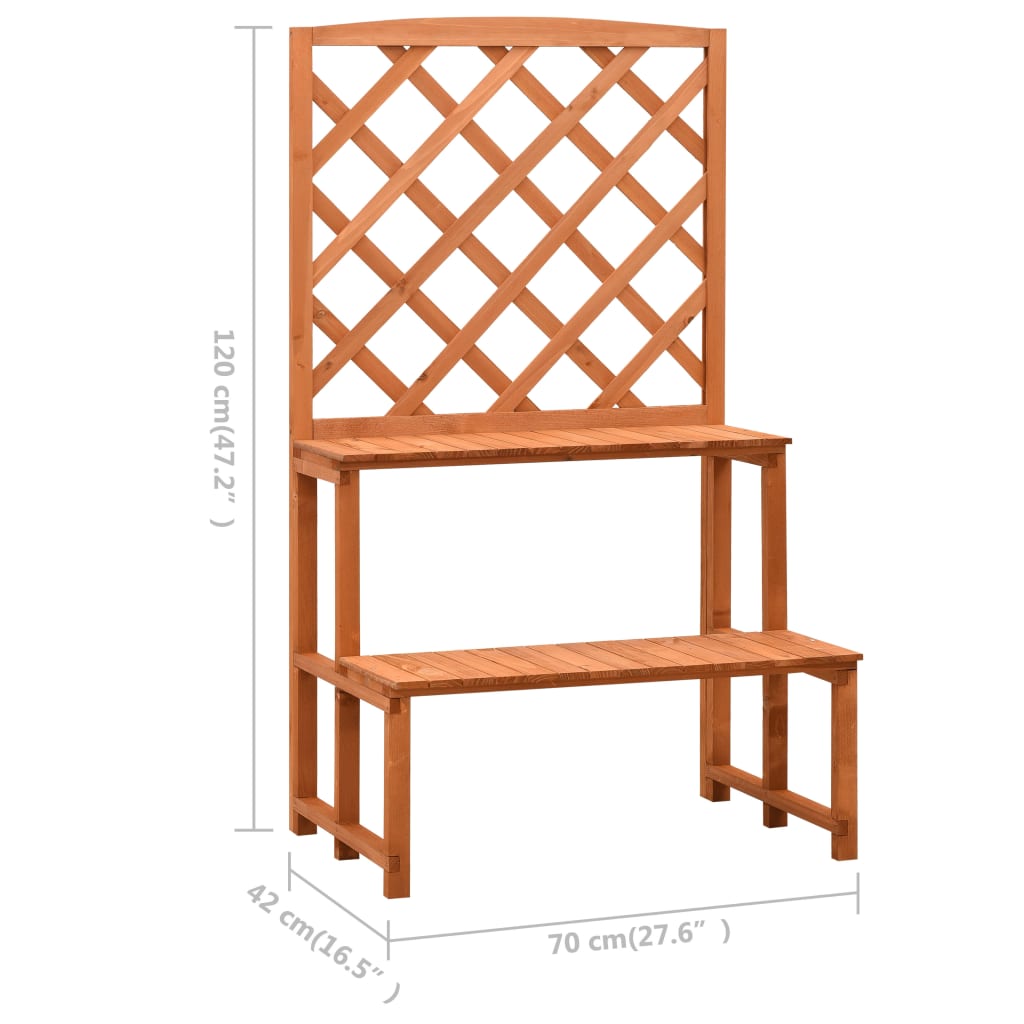 vidaXL Support de plantes et treillis Orange 70x42x120cm Bois de sapin